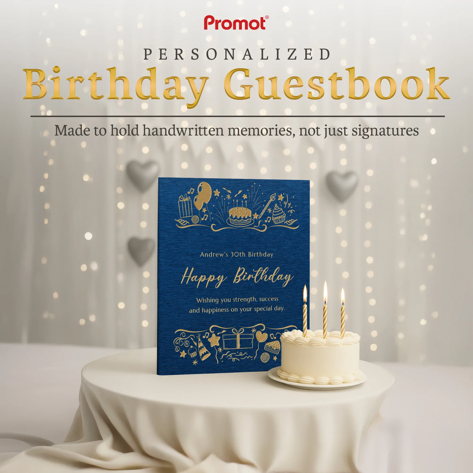 Personalized Birthday Guestbook - Sapphire Blue