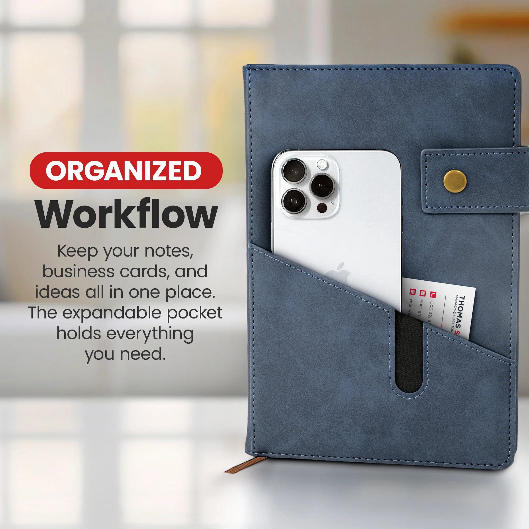 Notebook with Pocket and Pen - Storm Blue (Copy)
