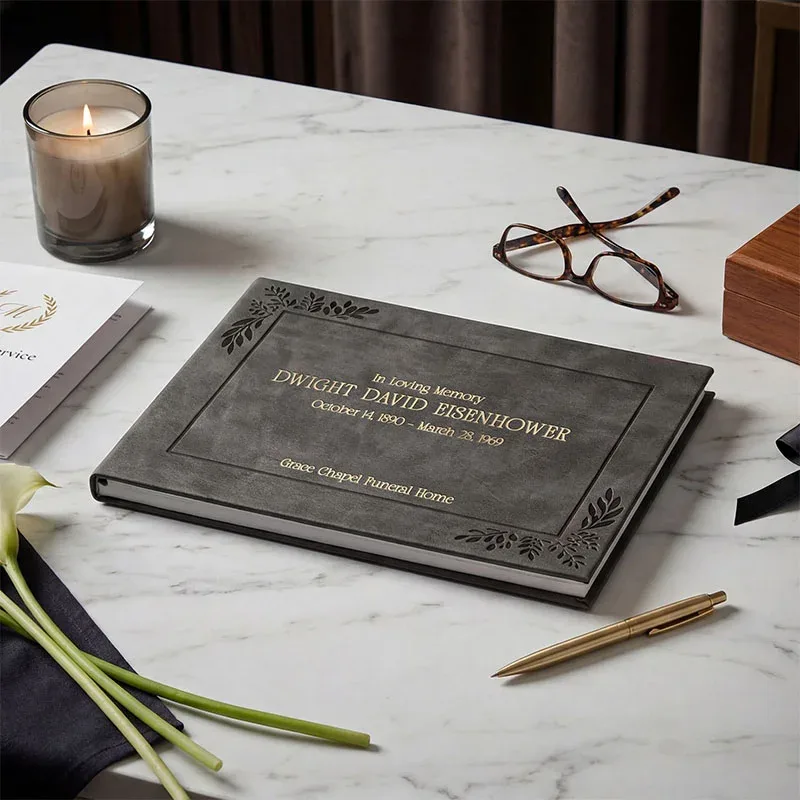 Charcoal Gray Funeral Guestbook
