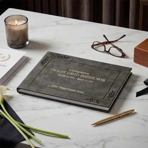 Charcoal Gray Funeral Guestbook