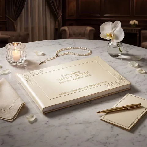 Champagne Gold Funeral Guestbook