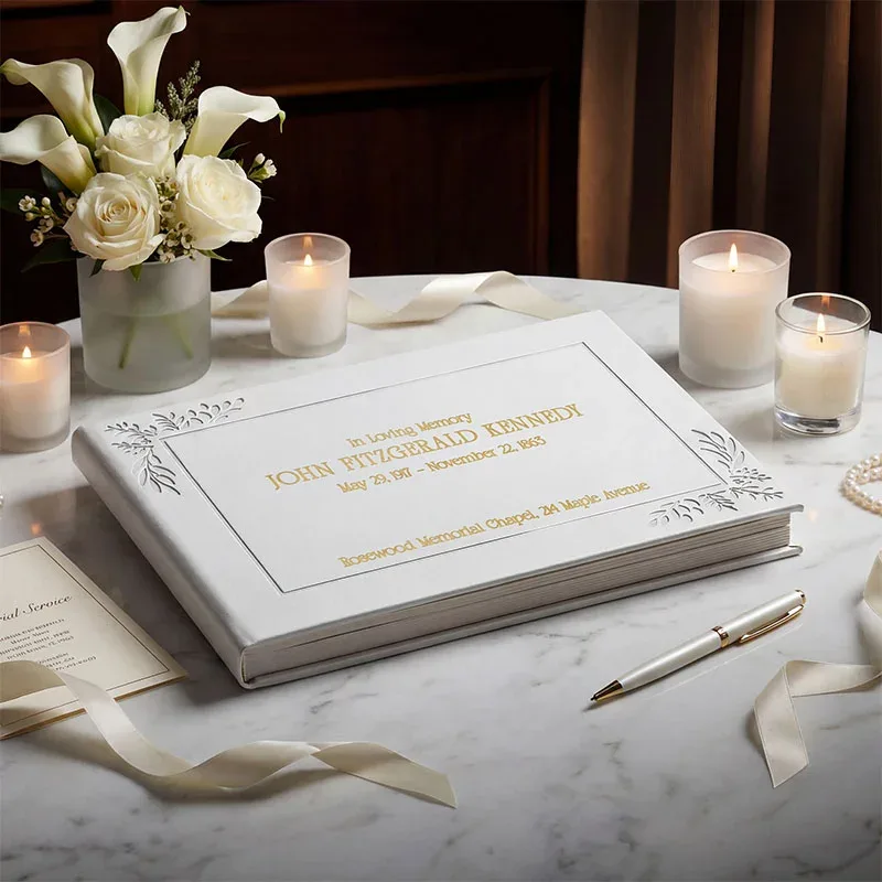 White Funeral Guestbook
