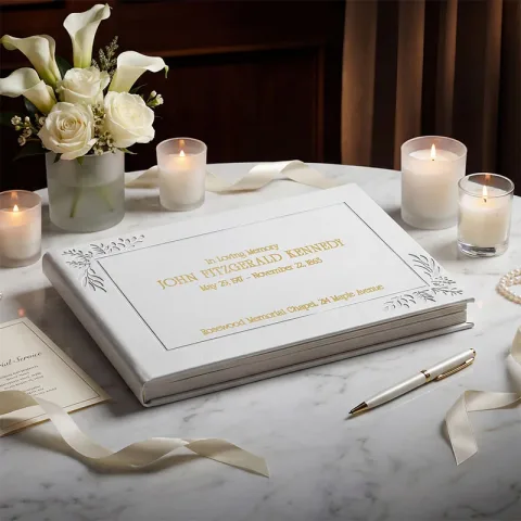 White Funeral Guestbook