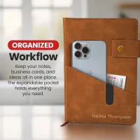Custom Notebook with Pocket - Brown