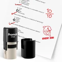 Dolphin Great Job Round Teacher Ink Stamp - Character