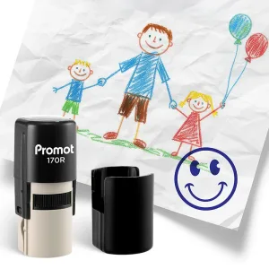 Smiley Face Blue Self-Inking Teacher Round Stamp – Emoji