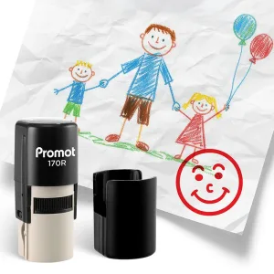 Smiley Red 2 Self-Inking Teacher Round Stamp - Emoji
