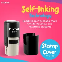Smiley Squiggly Mouth Self-Inking Teacher Round Stamp - Emoji