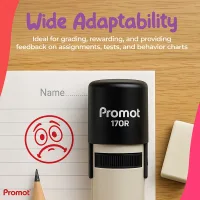 Frown Face Red 2 Self-Inking Teacher Round Stamp - Emoji