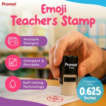 Frown Face Red 2 Self-Inking Teacher Round Stamp - Emoji