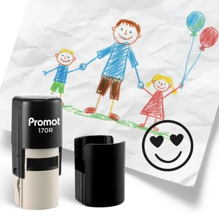 Heart Smiley Self-Inking Teacher Round Stamp - Emoji