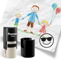 Smirk Shades Black Self-Inking Teacher Round Stamp - Emoji