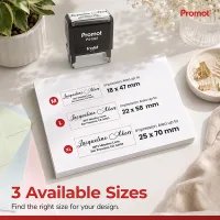 Compare impression sizes before selecting the right small self-inking address stamp for your needs.