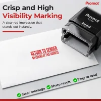 Crisp red impression from a self-inking return to sender stamp creates a bold, easy-to-read mark on an envelope.