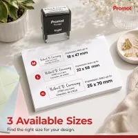 Compare impression sizes to find the best fit before choosing your small self-inking address stamp.